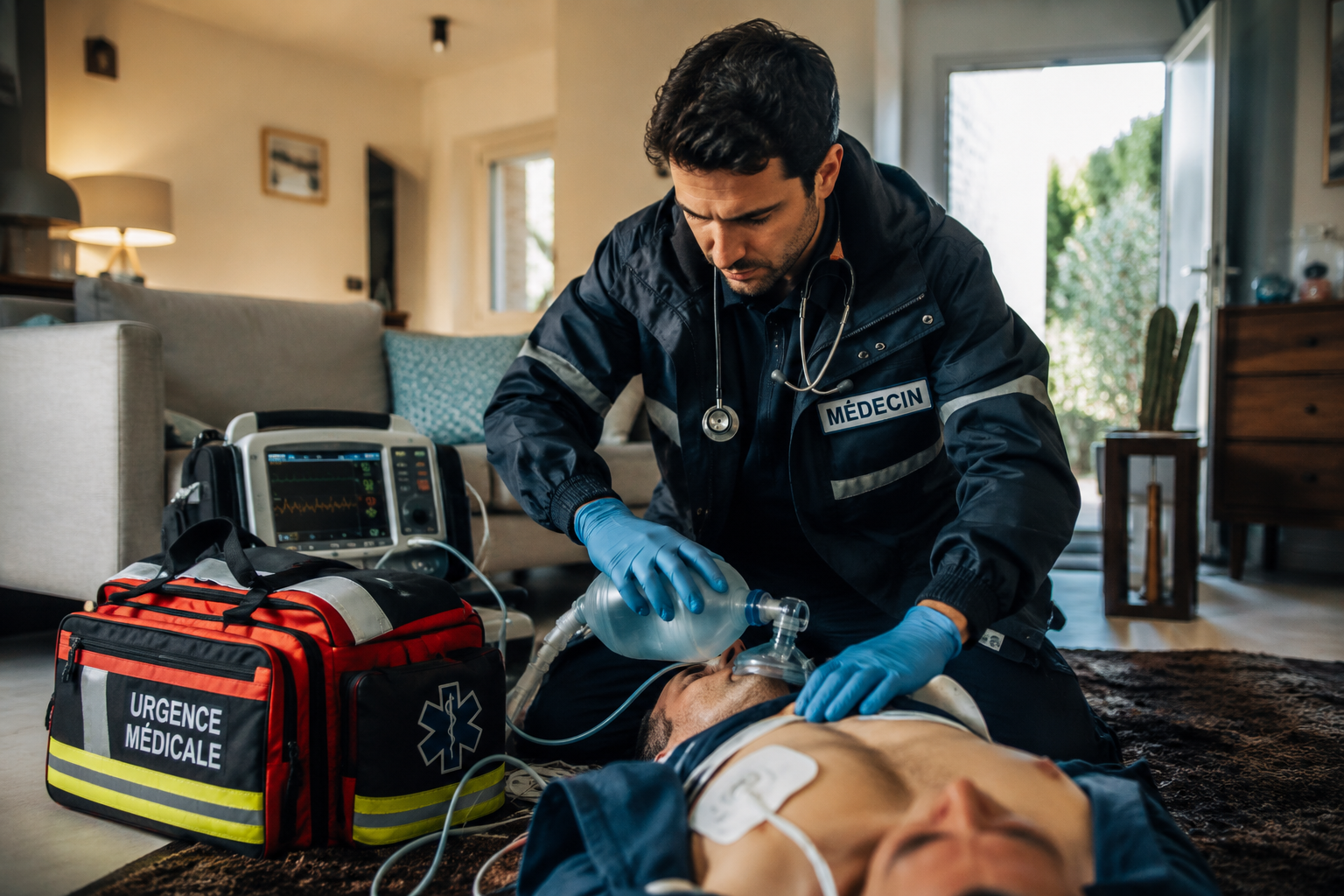 Équipe médicale intervenant sur place lors d’une urgence